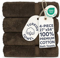 Chakir Turkish Linens 4 Piece Large Bath Towels, 100% Cotton Turkish Towels for Bathroom, Luxury Soft Absorbent Bath Towel Set, 27 x 54 Inches, Cocoa