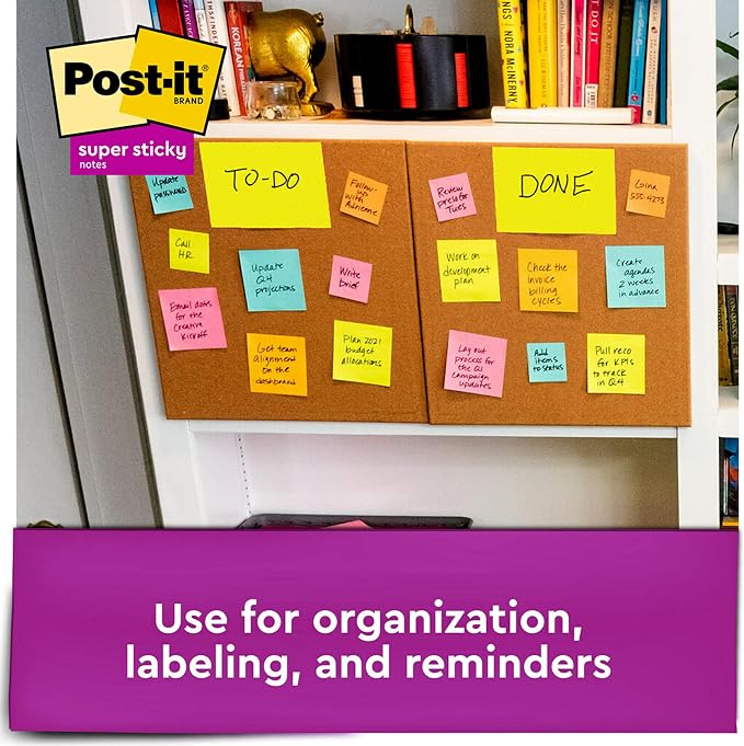 Post-it Super Sticky Notes, Assorted Sizes, 15 Pads, 2X The Sticking Power, Supernova Neons Collection, Neon Colors (Orange, Pink, Blue, Green), Recyclable (4423-15SSMIA), (Pack of 12)