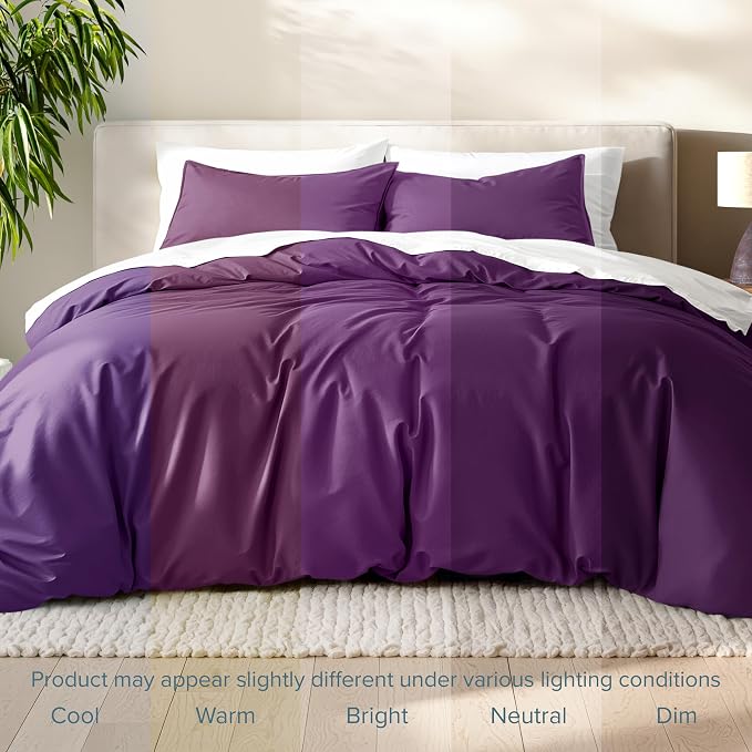 Bare Home Bedding Duvet Cover King Size - Premium 1800 Super Soft Collection - Lightweight, Cooling - Soft Breathable Bedding Duvet Cover (King, Plum)