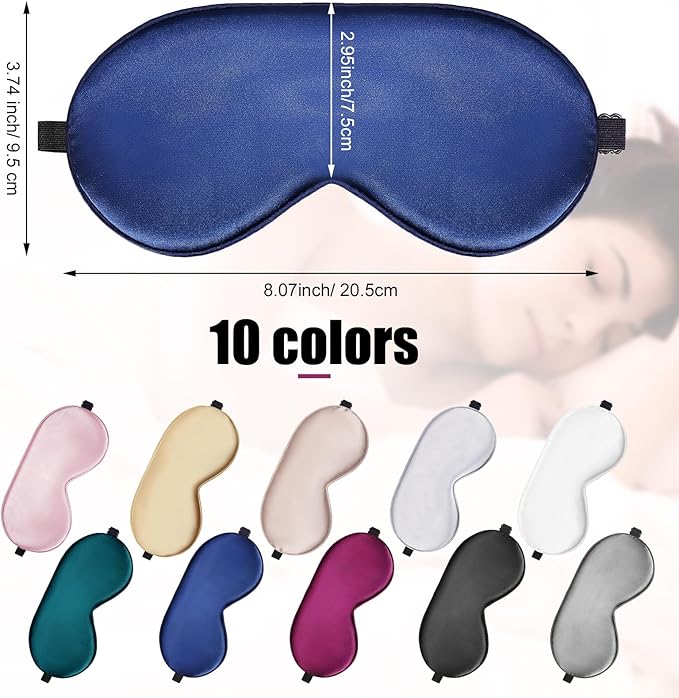 Xtinmee 30 Pieces Silk Sleep Mask Silk Eye Mask with Adjustable Strap Eye Cover for Sleeping Blindfold for Women Men Travel Rest(Multicolor)