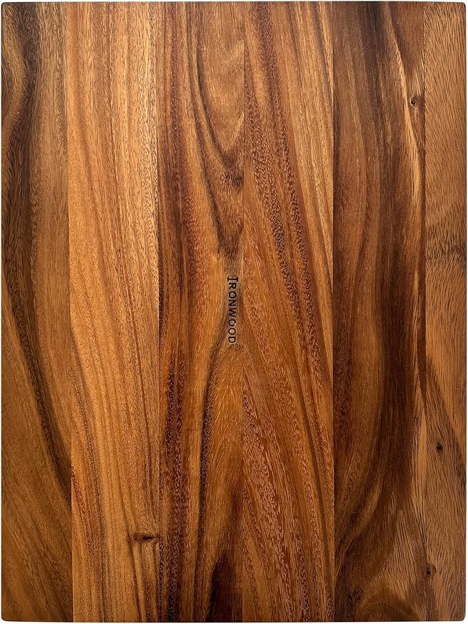 Ironwood Gourmet Hudson Carving Board, 15" x 20" Acacia Wood Cutting Board with Grip Pad and Juice Well