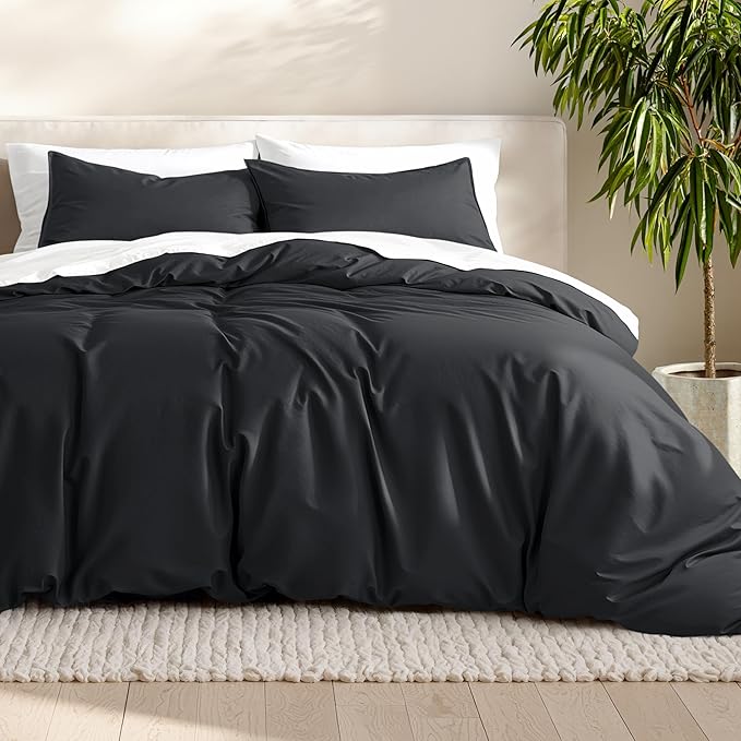 Bare Home Bedding Duvet Cover Full Size - Premium 1800 Super Soft Collection - Lightweight, Cooling Duvet Cover - Soft Breathable Bedding (Full, Black)