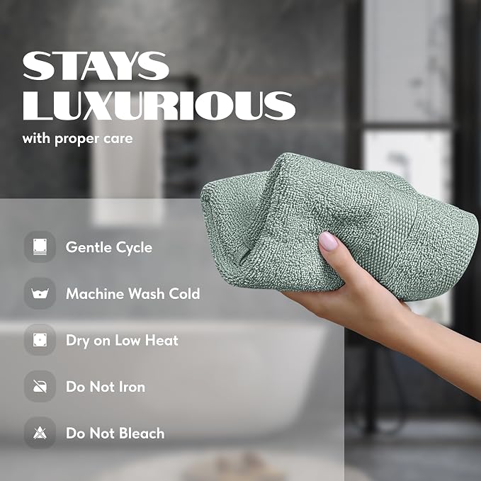 White Classic Green Hand Towels for Bathroom [6 Pack] Cotton Hand Towel Bulk for Gym, Kitchen and Spa, 16x27 Inches Soft Highly Absorbent Quick Dry Terry Salon Towels