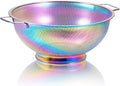 Rainbow Strainer for Kitchen, 3QT, Stainless Steel Colander with Handle for Fruits Vegetables Cooking Food, Dishwasher Safe