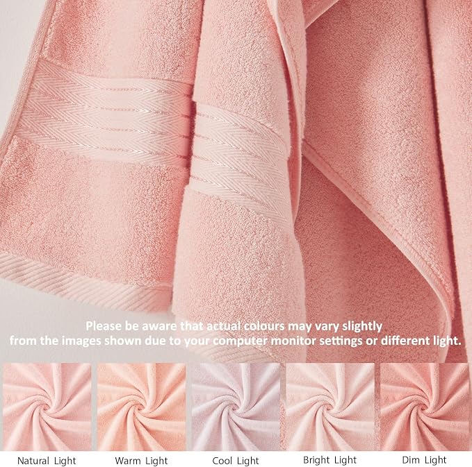 COZYART Luxury Bath Towel Set 3 PCS, Pink 100% Turkish Cotton 650 GSM | OEKO-Tex 100 Certified Zero Twist Ring Spun, Soft Absorbent Quick Dry, Plush Fluffy, Breathable Hotel Quality for Daily Use