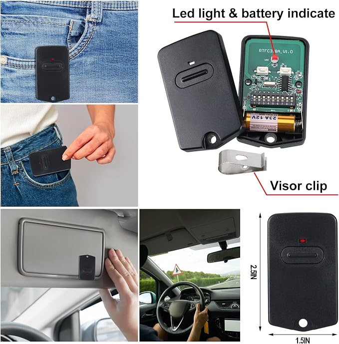 Kingdder 12 Pcs Gate Opener Remote Compatible with Mighty Mule RB741 Gate Control Remote Works Compatible with GTO RB741/FM135 Transmitter Control Single Button Garage Door Controller Replacement