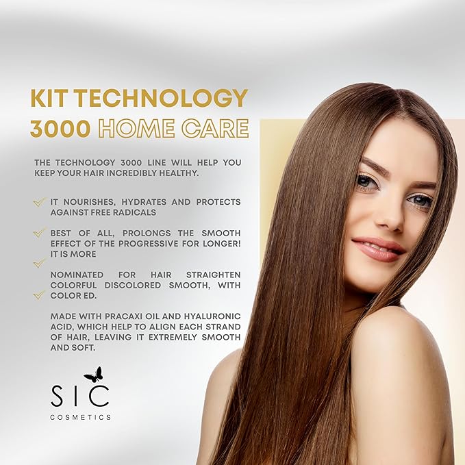 SIC Technology 3000 Home Care Kit – Shampoo, Mask & Defrizzer with Pracaxi Oil & Hyaluronic Acid – Hydrates, Nourishes, Repairs Damage, Reduces Frizz & Prolongs Straightening Effects Hair Care System