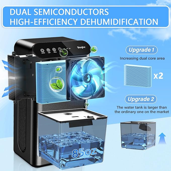 Dehumidifier for Home up to 1000 sq.ft, 98oz Small Quiet Dehumidifier with Drain Hose, 3 Timer Modes, Auto Shut Off, Aromatherapy & 7 Color Light for Bedroom, Bathroom, Basement (Black)