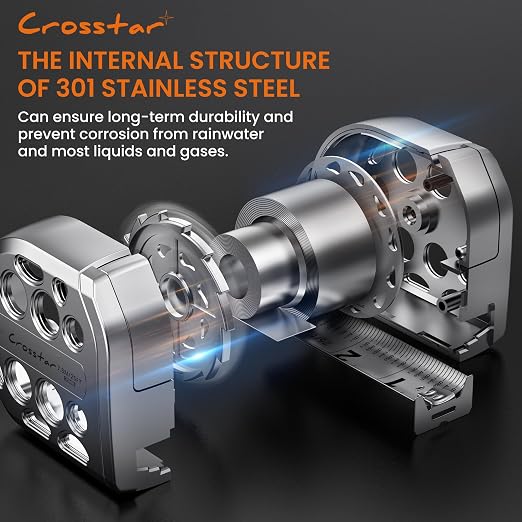 Crosstar 25FT Magnetic Self-Locking Stainless Steel Tape Measure, Double-Sided Scale, Waterproof & Rustproof Retractable Measuring Tape with Hollow Design for Home, Industrial, Woodworking
