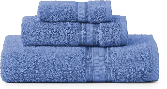 LANE LINEN Towel Set Soft Absorbent Quick Dry 100% Cotton 3 Piece - Allure | Cotton Bath Towels - Lightweight & Breathable, Fade-Resistant Color, Classic Terry Weave, Densely Woven, Coordinated Colors
