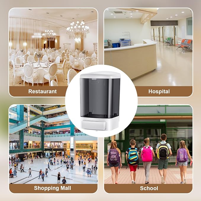Hushee 2 Pcs Commercial Soap Dispenser Hand Wall Mounted Bathroom 33.8oz/1000ml Manual Soap Dispenser Liquid Containers with Pump Black Shower Plastic Wash Wall Container Shampoo Gel for Kitchen Hotel
