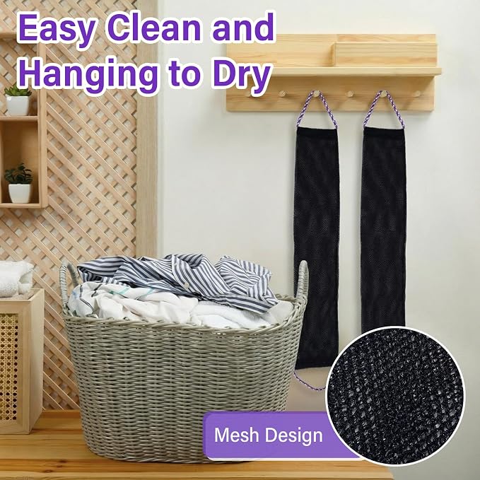 HunnmingRe 30 Pcs African Net Sponge with Handles African Exfoliating Bathing Net Bath Shower Loofah Sponge Body Scrubbers Exfoliating Washcloth for Daily Home, Beauty Salons, Hotels Use(Black)