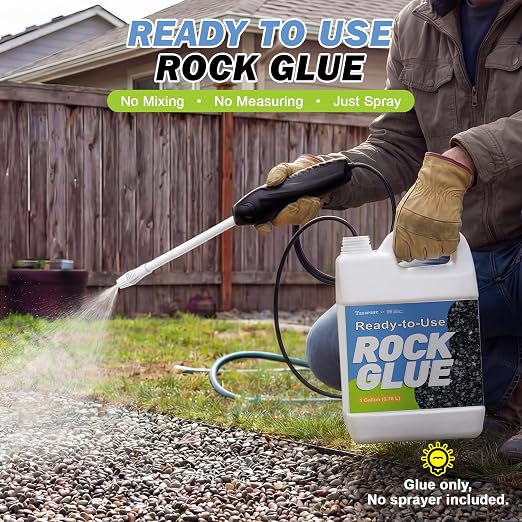 Teexpert Rock Glue for Landscaping: 1 Gallon New 2026 Formula Ready-to-Use Gravel Glue for Pea Gravel, Stones, Pebbles, River Rock – Strong Adhesion for Outdoor Landscape, Driveways Edge, Patio, Yard