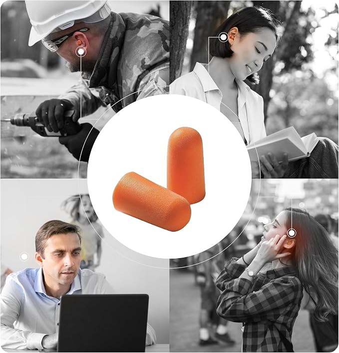 ATERET Earplugs 200 Pairs I 32db Noise Cancelling Soft Disposable Ear Plugs I Safety Hearing Protection for Travel Concert Hunting Shooting Range Work Construction