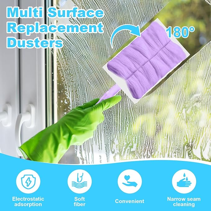 Mimorou 300 Pcs Disposable Dusters Refills Bulk Heavy Duty 180° Multi Surface Replacement Dusters for Cleaning Ceiling Fan with Microfibers Unscented (Pastel Colors)
