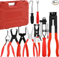 TOOLEAGUE 9Pcs Fuel Line Disconnect Pliers Set,9" Fuel Filter Caliper, Removal/CV Joint Boot Clamp/Flat Hose Clamp/30 Degree Disconnect Pliers Set for Auto Maintenance with Storage Case