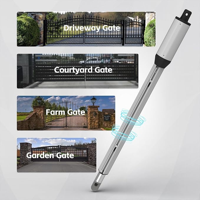 X X-HOUSE PKM-C05 Automatic Gate Opener Kit with Remote Control Kit for Medium Duty Single Swing Gates, 24V Motor Electric Gate Opener for Single Swing Gates up to 770 lbs Arm AC Powered