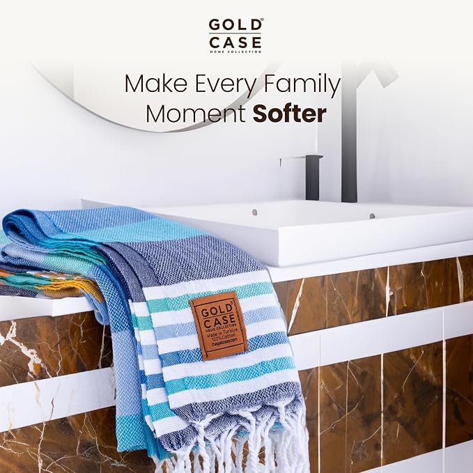 Gold CASE Turkish Hand Towels for Bathroom Set of 6 – 20 x 40'' – 100% Cotton Bathroom Hand Towels – OLYMPOS Towel for Spa, Face, Tea & Dishcloth – Decorative Cloth – Multi 2