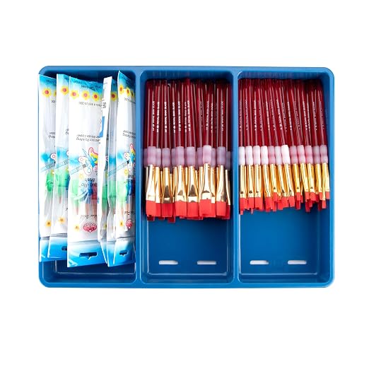Royal Brush Big Kids Choice Brush Bonus Flat Classroom Pack, Assorted, Set of 72 Brushes and 12 Aprons - 406839