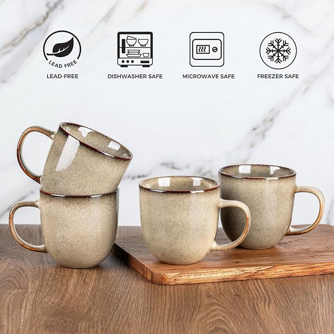 AmorArc 12oz Coffee Mugs, Ceramic Coffee Mugs set of 6 for Man, Woman, Dad, Mom, Modern Coffee Mugs with handle for Latte/Cappuccino/Milk/Cocoa. Dishwasher&Microwave Safe