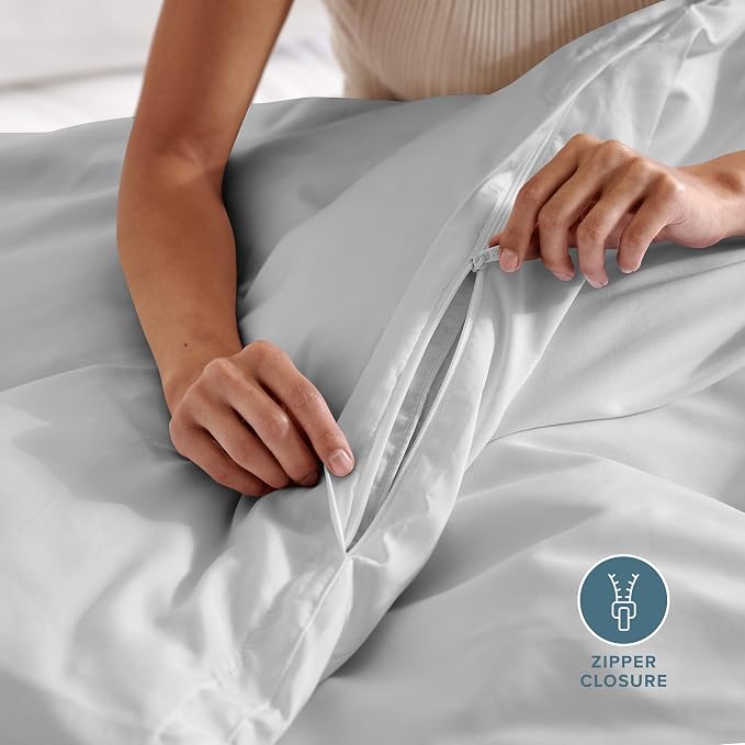 Bare Home Bedding Duvet Cover Queen Size - Premium 1800 Super Soft Collection - Lightweight, Cooling - Soft Breathable Bedding Duvet Cover (Queen, Cloud Grey)