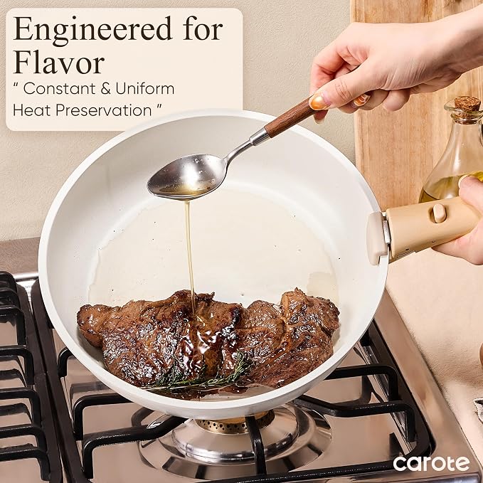 CAROTE 33pcs Pots and Pans Non Stick, Cookware Sets Detachable Handle, Induction Kitchen Pots and Pans, NonStick Cooking Set, Oven/Dishwasher/Fridge Safe, Space Saving