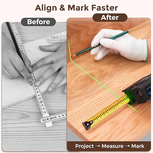 LUNYEE 393Ft Digital Tape Measure with Laser - 3-in-1 Recharge Electronic Laser Measuring Tape with Tape Measure 16Ft OLED Display M/in/Ft Unit Switch Area/Volume/Pythagorean,Class II Laser