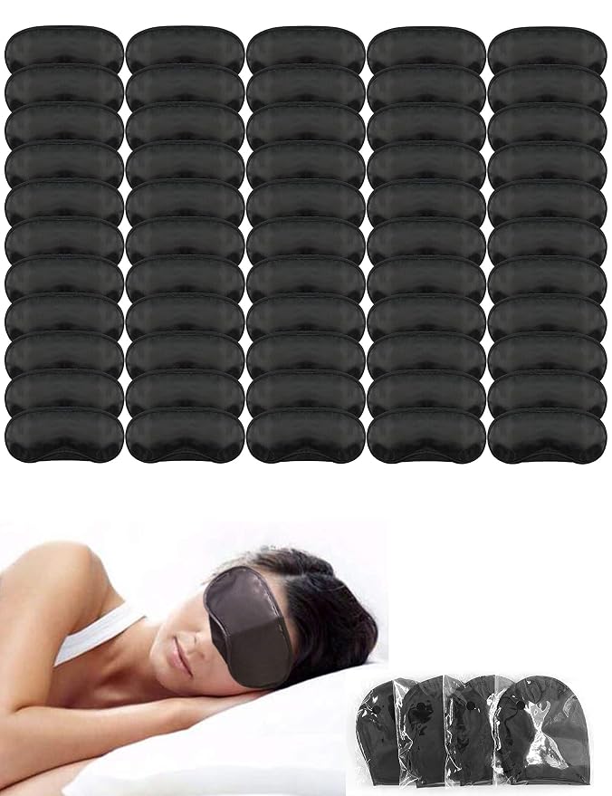 Eye Mask Sleep Masks Sleeping Mask Blindfold Eye Cover Team Building Games Party with Nose Pad and Adjustable Strap for Women Men Kids 4 Layers Black (150 Pack)