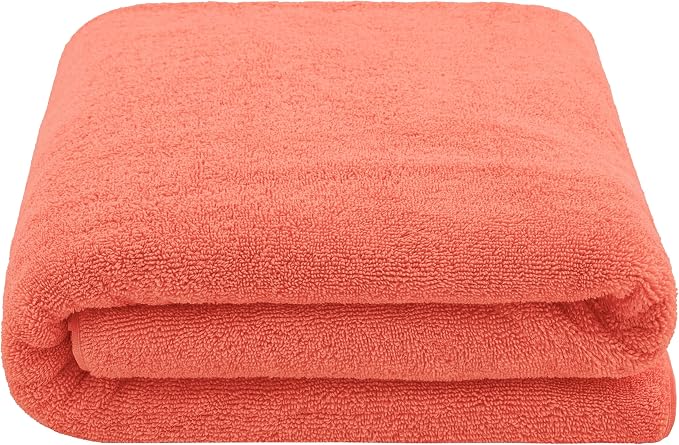 Cotton Paradise 100% Cotton Turkish Towel, Soft Absorbent Quick Dry, 40x80 Oversized Bath Sheet Towel, Coral