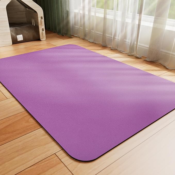 HotLive Dog Food Mat - Absorbent Cat Mat for Food and Water, No Stains Pet Feeding Bowl Mat, Easy to Clean Pet Placemats, Quick Dry Dog Water Dispenser Mat for Messy Drinkers | Purple 24"x36"
