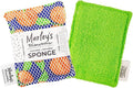 Marley's Monsters Washable Sponge – Reusable Eco-Friendly Scrubber – Dual-Sided for Gentle Cleaning or Heavy Duty Scrubbing – 4" x 5.5" Handmade in USA(Oranges/Green Back)