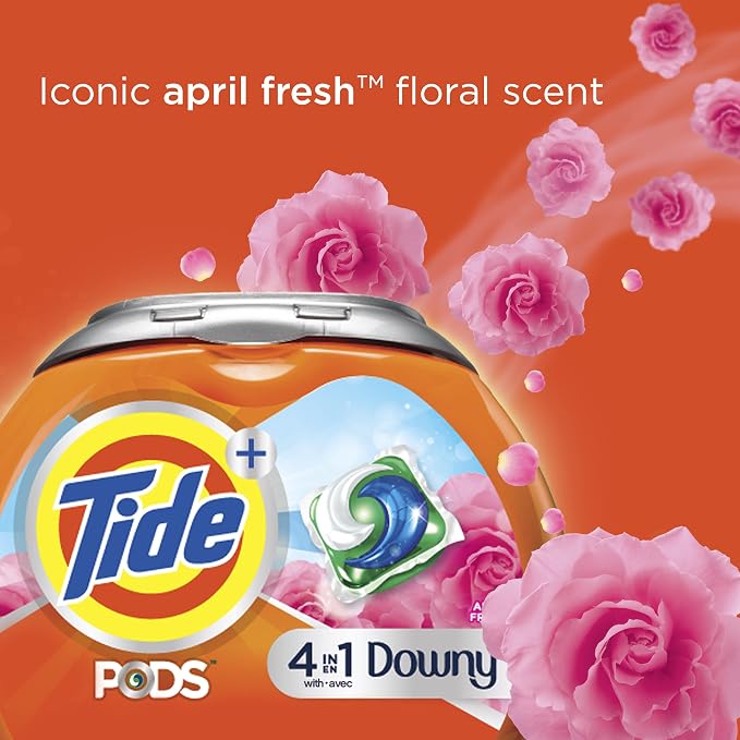 Tide PODS with Downy, Liquid Laundry Detergent Pacs, April Fresh, 12 count