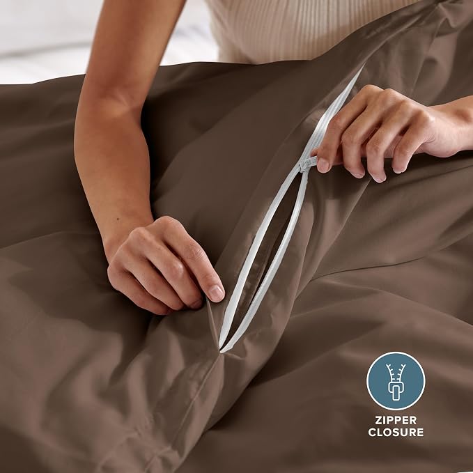 Bare Home Bedding Duvet Cover Queen Size - Premium 1800 Super Soft Collection - Lightweight, Cooling - Soft Breathable Bedding Duvet Cover (Queen, Cocoa)