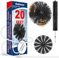 HOKLNUSE Dryer Vent Cleaner Kit Ducts Cleaning Kit for Dryer Air Duct HVAC Vent Fireplace Chimney Pellet Stove Gutter Downspout Dryer Vent Lint Removers with 1.5" 4" 6" Brush Heads (20 Feet)