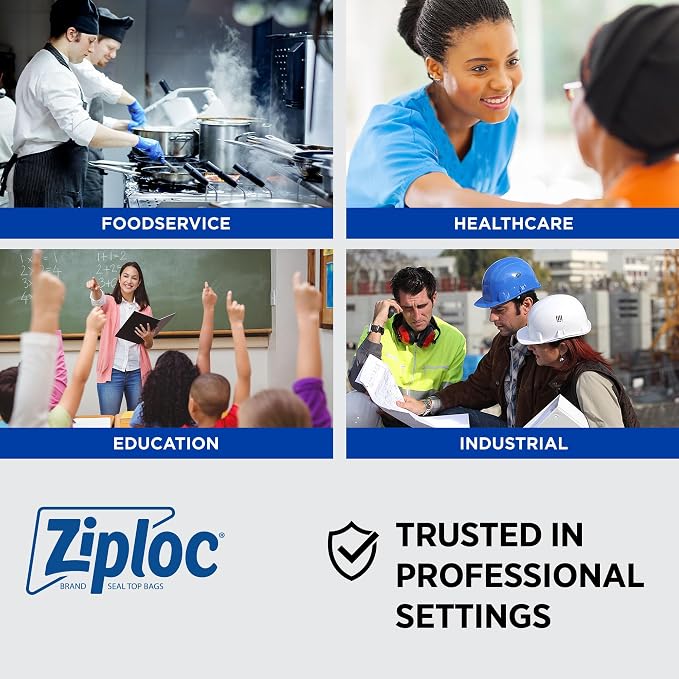 SC Johnson Professional Ziploc Brand Food Storage 2 Gallon Bags, Food Storage Ziploc Brand Bags, Commercial Pack, 100 Count Box, for Professional Use Only