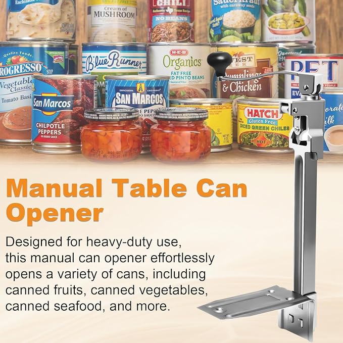Commercial Can Opener Heavy Duty, Manual Tabletop Can Opener with 2 Blades | Industrial Can Opener Fits Big 10 Cans Up to 11" Tall, Plated Steel Base, for Restaurants Hotels Bars Kitchens