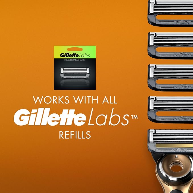 Gillette Labs Heated Razor Gold Edition - 1 Handle, 5 Blade Refills, 1 Charging Dock