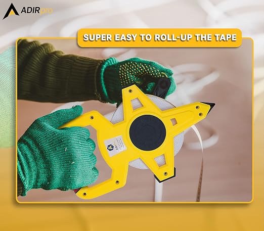 AdirPro 100 ft Fiberglass Measuring Tape | Appraiser's Tape Rule with Extra-Large Metal End Hook | Ideal for Surveyors, Appraisers & Landscapers