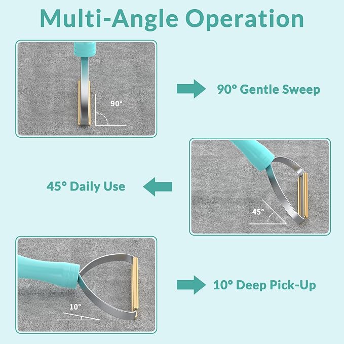 Deep Cleaner Pro Pet Hair Remover 3-Pack - Multi-Surface Carpet Rake & Scraper Tool for Dog & Cat Hair on Rugs, Couches, Pet Towers, Car Seats - Reusable, Battery-Free, Reusable Travel-Size