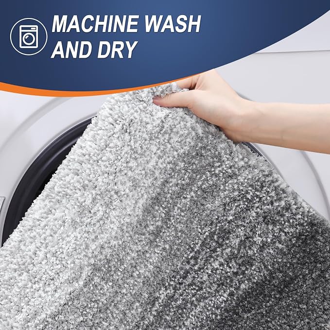 OLANLY Large Bathroom Rugs Mat 54x24, Extra Soft Absorbent Microfiber Bath Rugs, Rubber Backing, Quick Dry, Machine Washable Bath Mats for Bathroom Floor, Tub and Shower, Home Decor Accessories, Grey