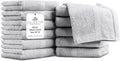 Villa Celestia Cotton Washcloths Set of 12, 12x12 Inch, 100% Ring-Spun Combed Cotton, Soft Absorbent Quick-Dry Wash Cloths for Face and Body, Oeko-TEX Certified, Hotel & Spa Quality, Silver Grey