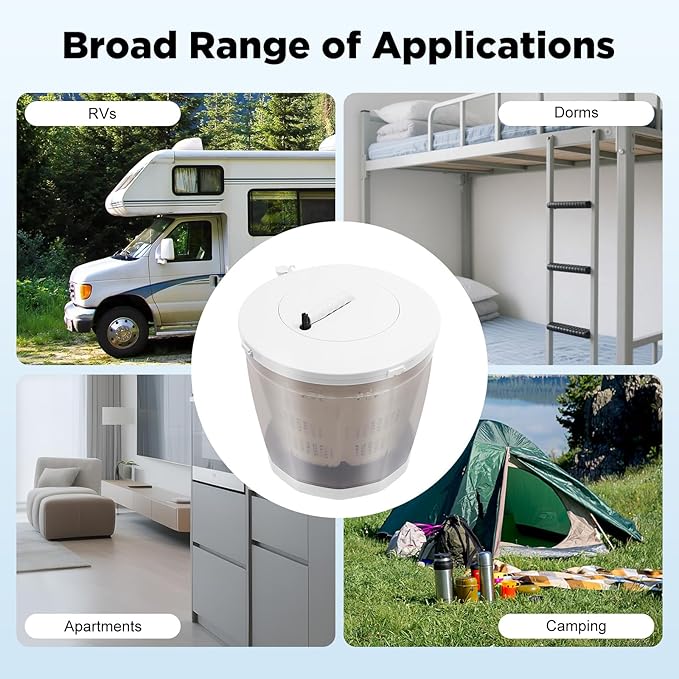 2 in 1 Hand Crank Manual Washing Machine and Spin Dryer, Portable Non-Electric Compact Washer for Small Loads, Baby Clothes, RV, Dorm, Apartment, Camping, Easy to Use Mini Laundry Machine
