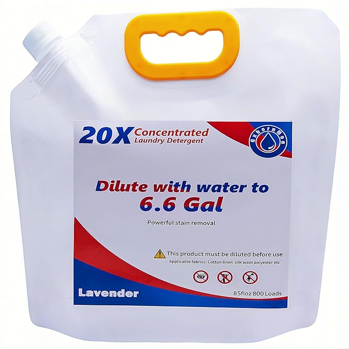 Commercial Bulk Laundry Detergent Refill, 20X Concentrated, Makes 6.6 Gallons (800 Loads) – Heavy-Duty Stain Removal, HE Compatible, Lowest Cost per Load