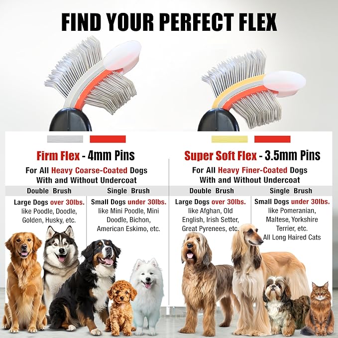 FlexIt Home - Flexible Slicker Brush for Dogs (Single, Firm Flex) | Dog Grooming Brush for Poodles, Golden Doodles, Huskies, Retrievers, and Labradoodles | 3-in-1 System & Video Trainings