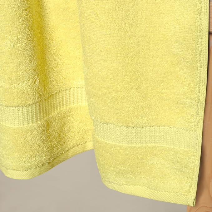 SALBAKOS 4-Piece 100% Turkish Cotton Bath Towels, 27x54 inch, Yellow | Standard Size, 630 Gsm Thick Super Soft Highly Absorbent Quick-Dry Bathroom Towel, Premium Hotel & Spa Quality Made in Turkey