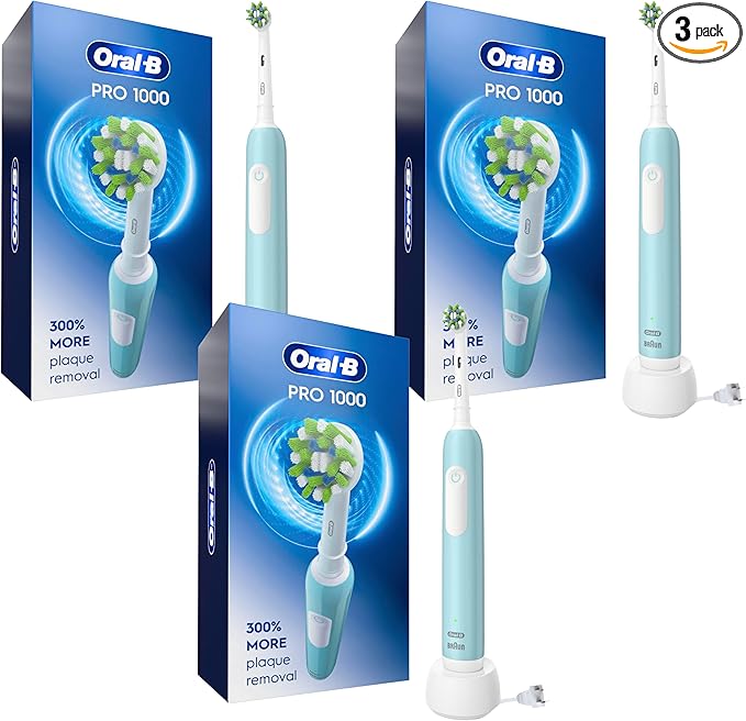 Oral-B Pro 1000 CrossAction Electric Toothbrush,Green,(Pack of 3)