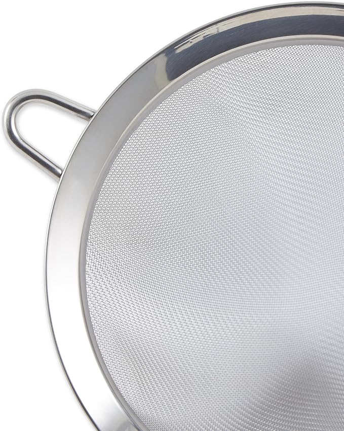 RSVP International Endurance Kitchen Collection, Stainless Steel Fine Mesh Conical Sieve/Colander, Multi-Purpose for Cooking, Baking, Loose Leaf Tea, Bar Strainer Cocktails, 8-Inch