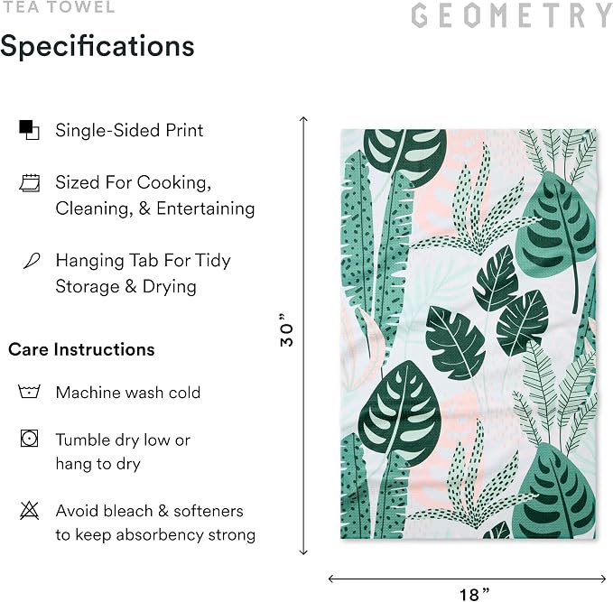 GEOMETRY Kitchen Tea Towels - Quick Dry Microfiber Dish Towels for Kitchen Diedre, 18" x 30" 1 Pack