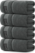 REDKISS 4 Pack Large Bath Towels Set, 100% Cotton, 31x63 in, Heavyweight 760G, Highly Absorbent & Quick Dry, Super Soft Luxury Towels for Bathroom,Hotel Collection - Dark Gray