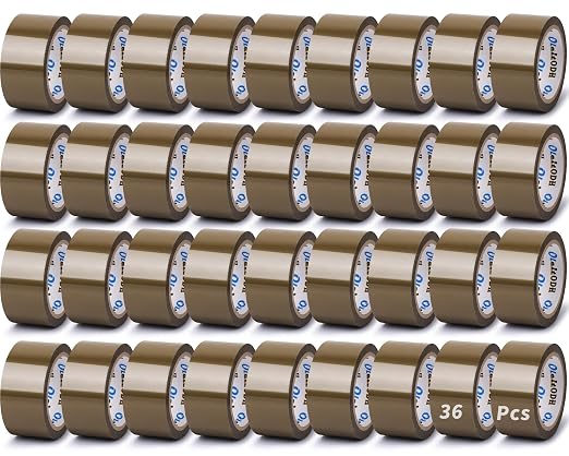 Oleitodh 36 Rolls Brown Packing Tape with Dispenser, 1.88" x 60 yd Heavy Duty Shipping Tape Bulk, 2.6 Mil Tan Carton Sealing Tape Refills for Moving Boxes, Mailing, Warehouse Packaging